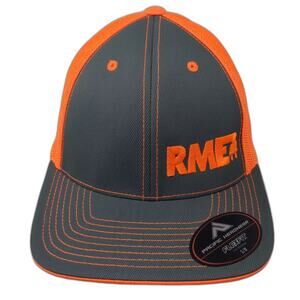 Pacific Headwear Baseball Cap Gray Orange Size M RME Flexfit Embroidered Hat